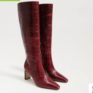 Sam Edelman Sylvia red  Croc-Embossed Knee high  Boots size 10m